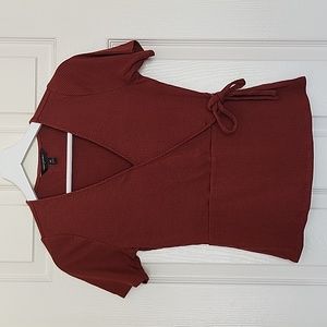 Banana Republic XS Rust V Neck Side Tie Top